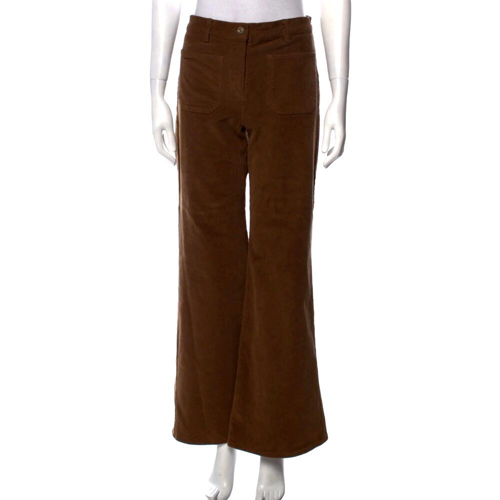 Nili Lotan Womans 2 Florence Wide Leg Corduroy Flare Pants High Rise Cigar Brown - Picture 4 of 14